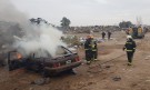 Incendio de un automóvil en el Basurero Municipal