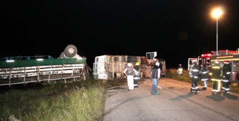 Un camión de hacienda volcó en Ruta 85